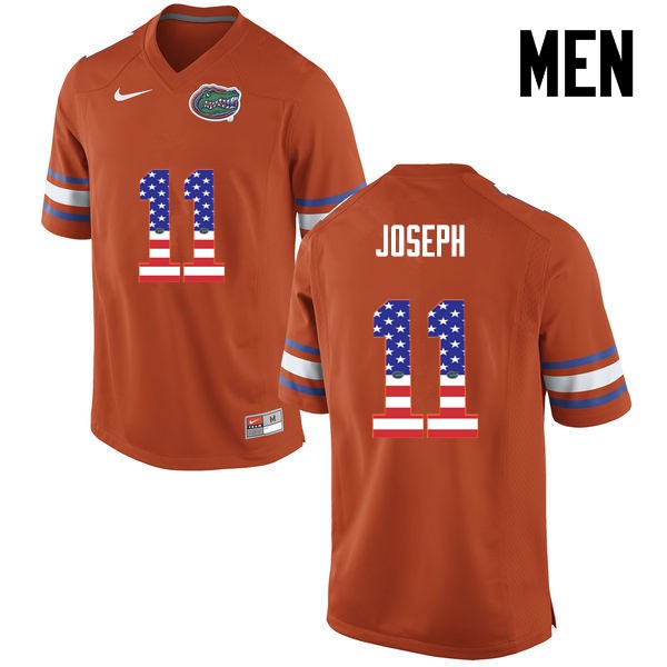Florida Gators Men #11 Vosean Joseph College Football USA Flag Fashion Orange